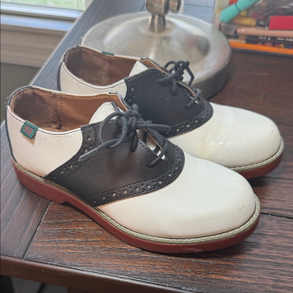 School Issue Black and White Dress Shoes